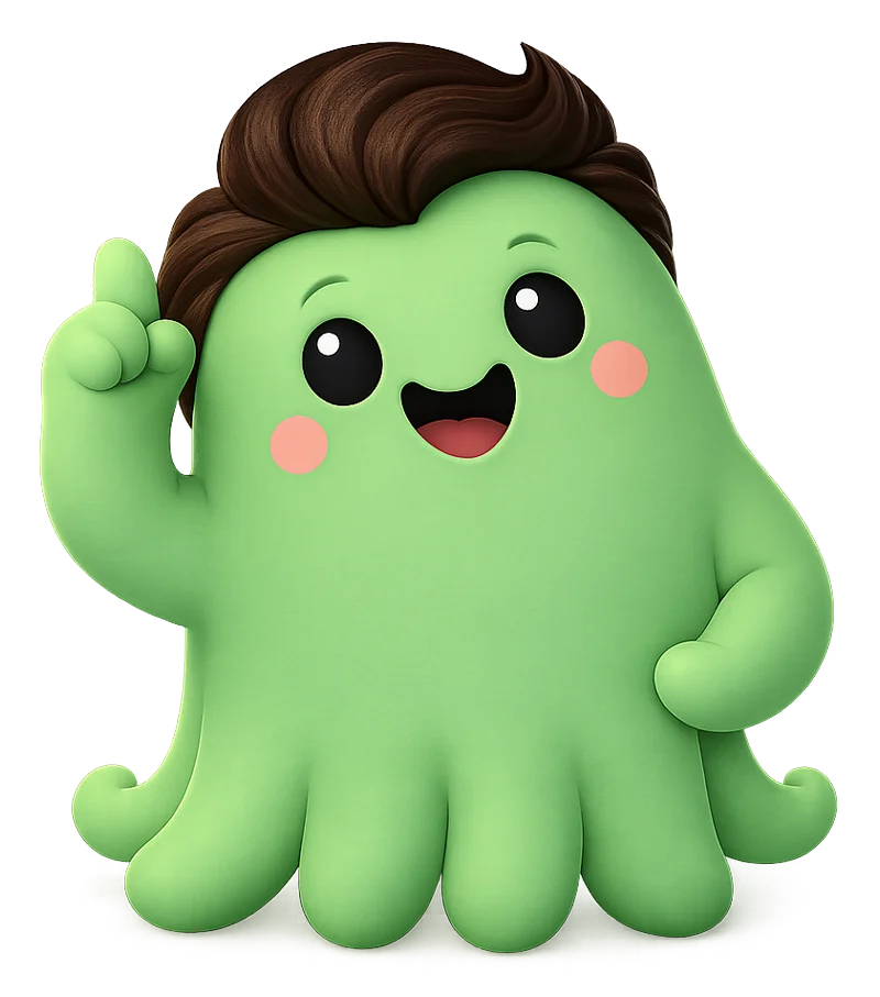 Octi character illustration showing clear and guided learning