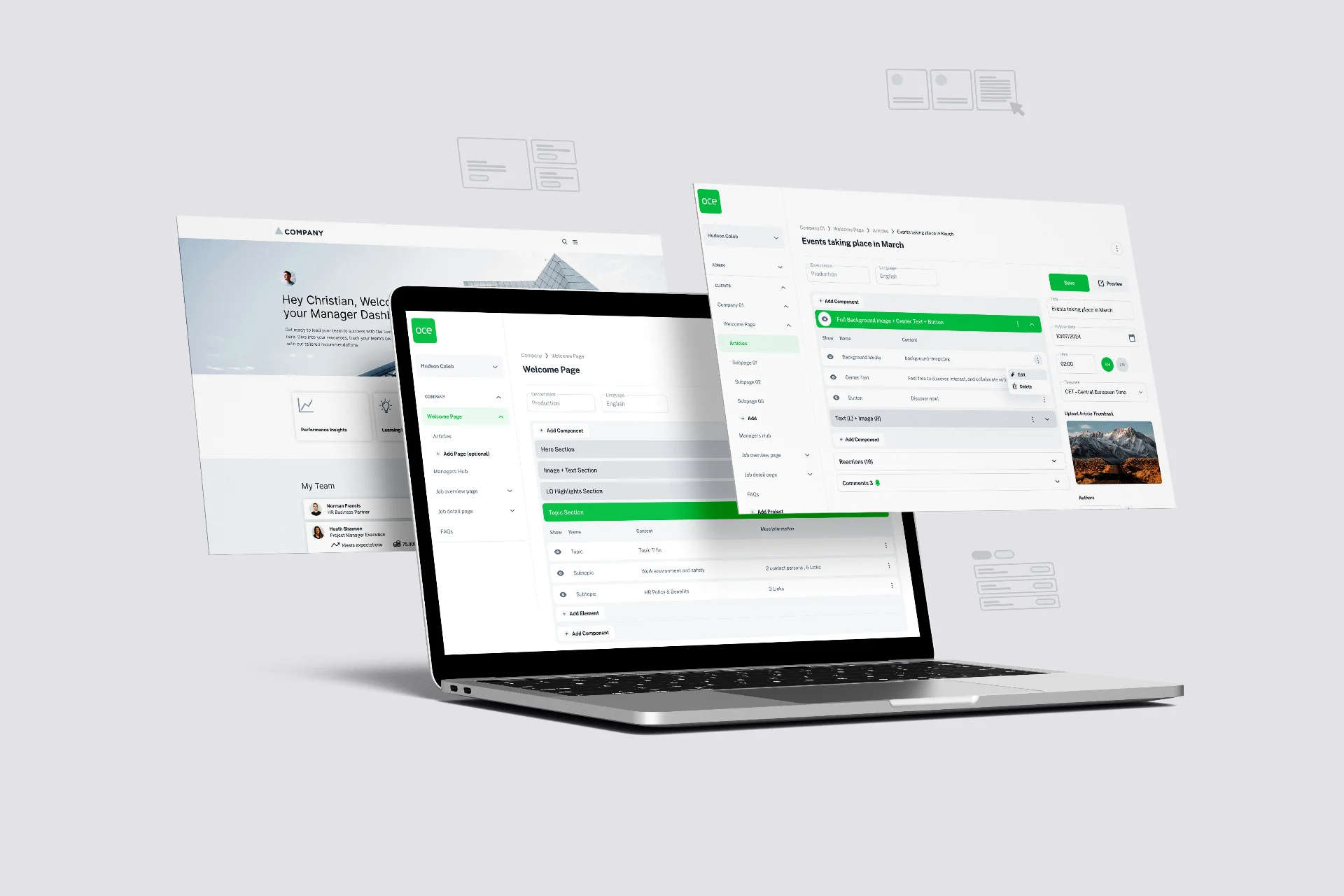 Octily Content Editor brochure preview showing platform interface