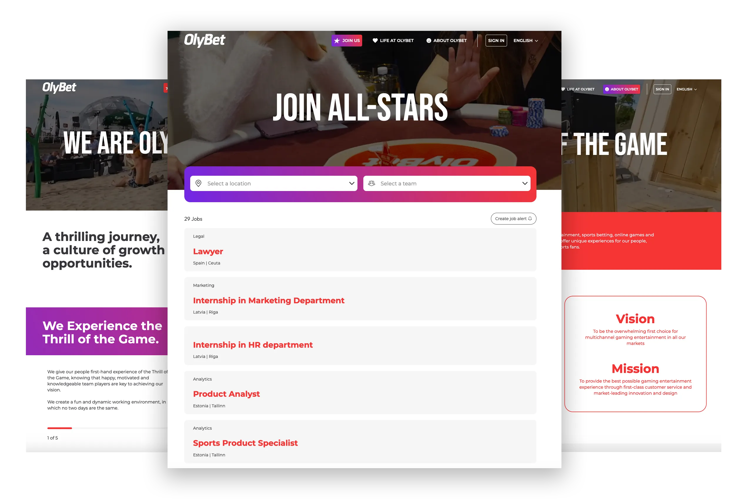 Olympic Entertainment career site